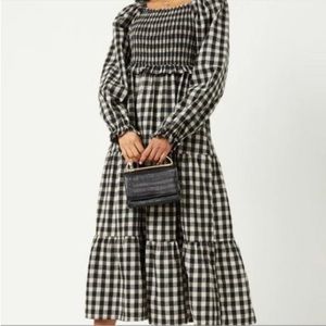 Hayden Los Angeles Gingham Smocked
Bodice Square Neck Maxi Dress